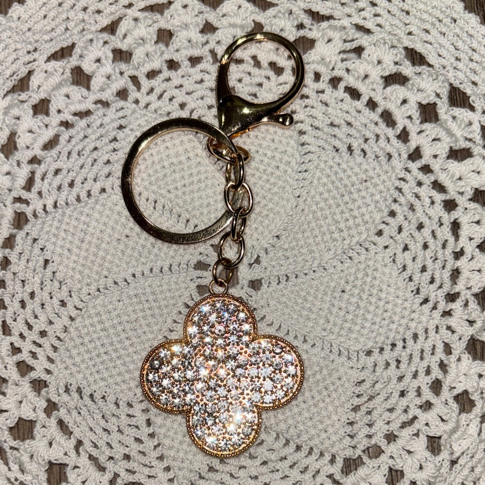 Gold Clover Bag Charm & Keychain